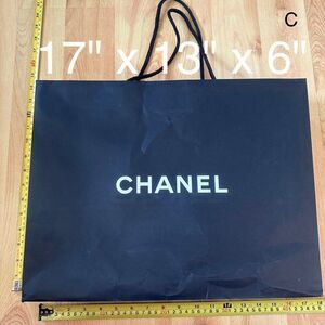 Chanel Paper Shopping Bag - large black, 17" x 13" x 6" | Flawed [C]